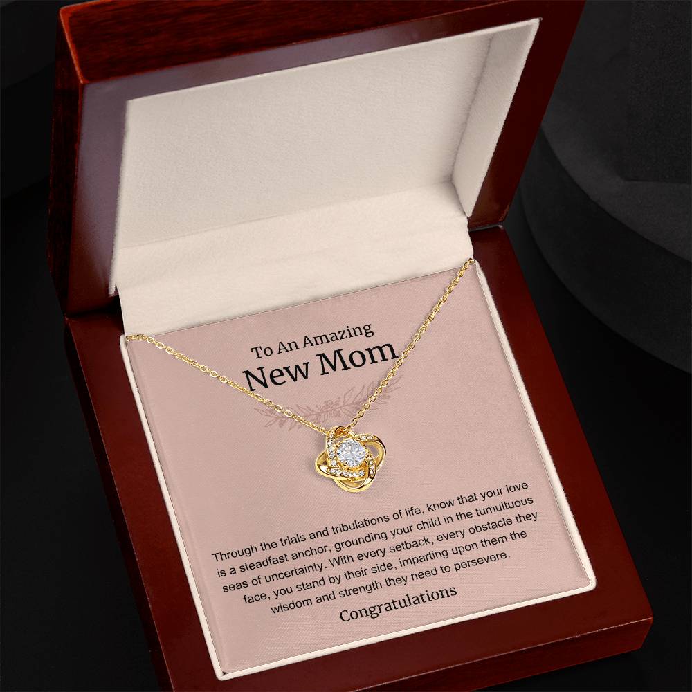 To An Amazing New Mom Love Knot Necklace