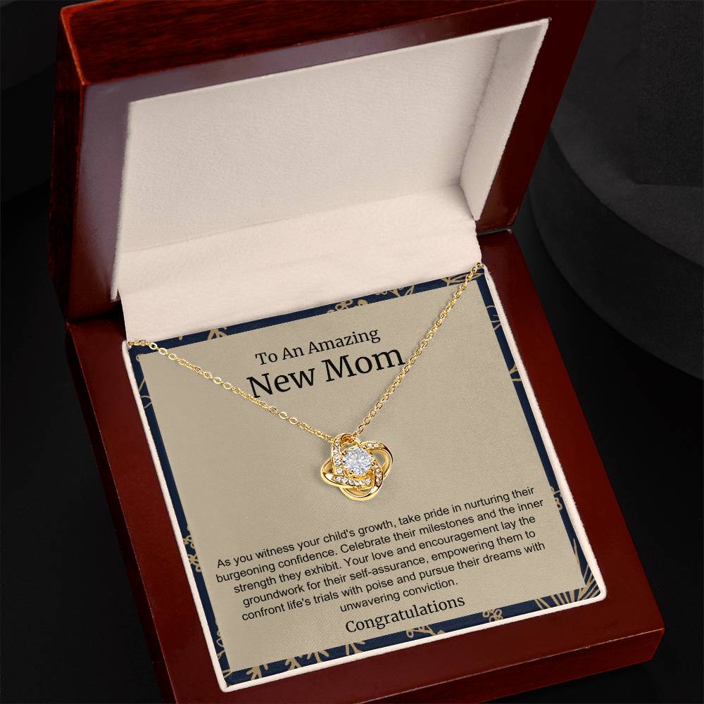 To An Amazing New Mom Love Knot Necklace