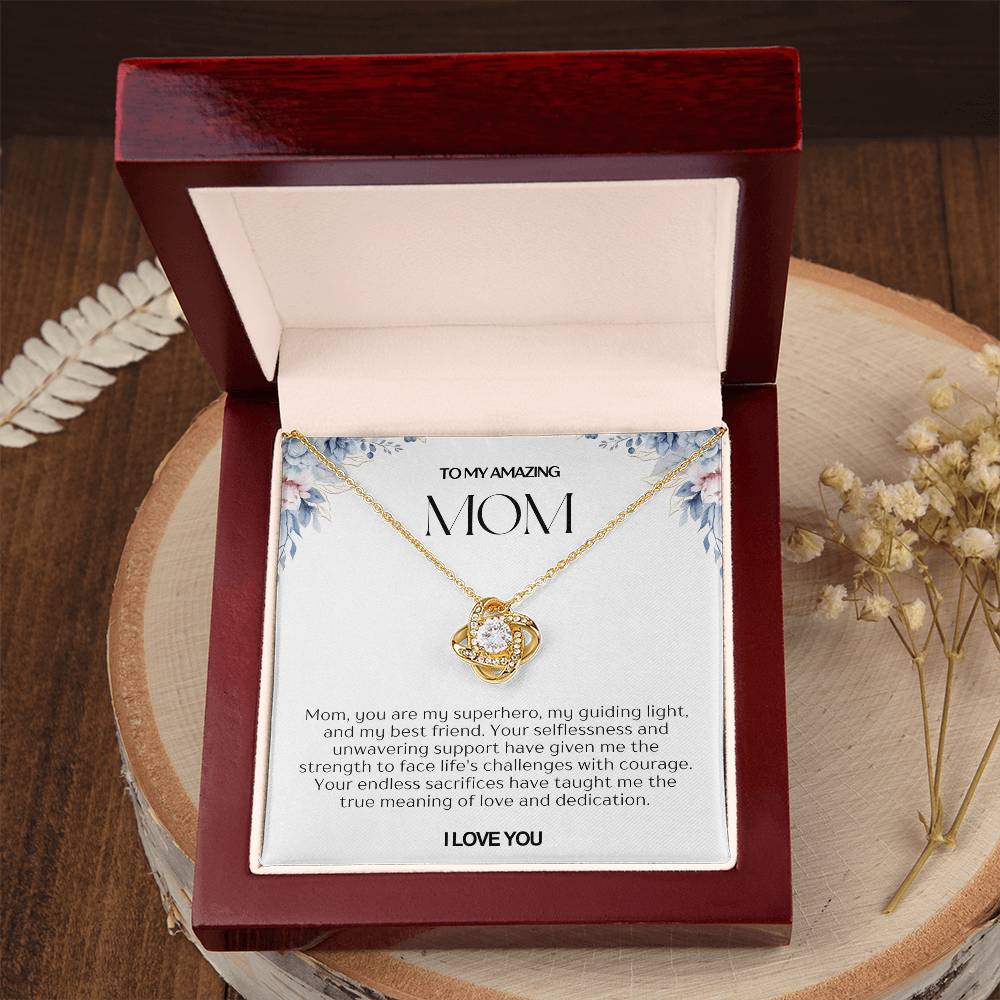 To My Amazing Mom Love Knot Necklace