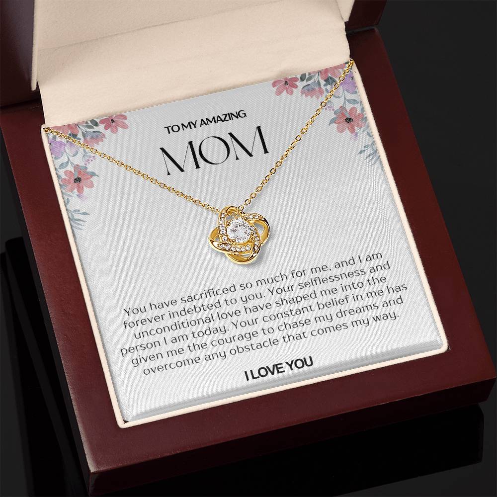 To My Amazing Mom Love Knot Necklace