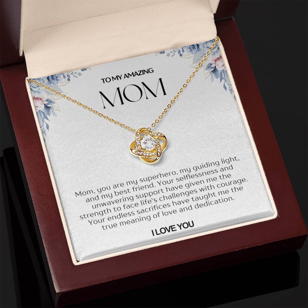 To My Amazing Mom Love Knot Necklace