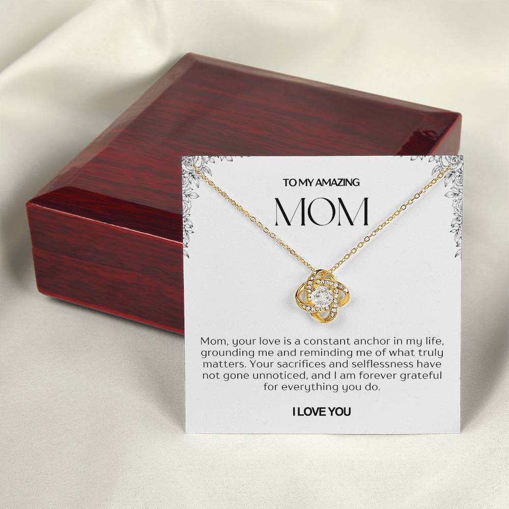 To My Amazing Mom Love Knot Necklace