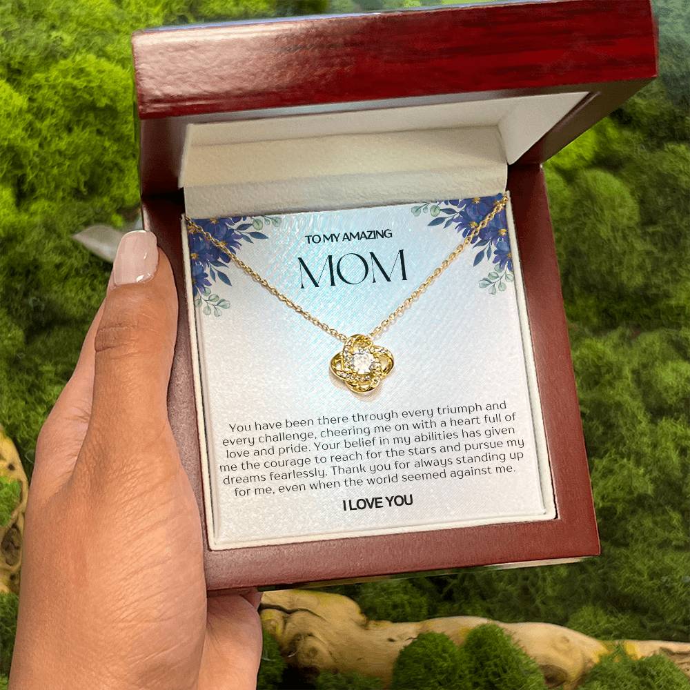 To My Amazing Mom Love Knot Necklace