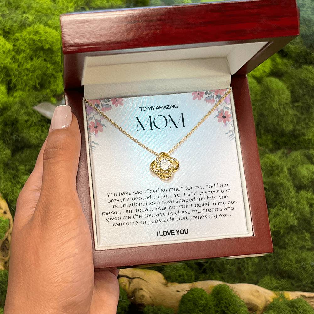 To My Amazing Mom Love Knot Necklace