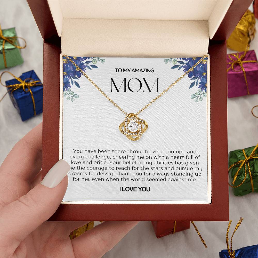 To My Amazing Mom Love Knot Necklace