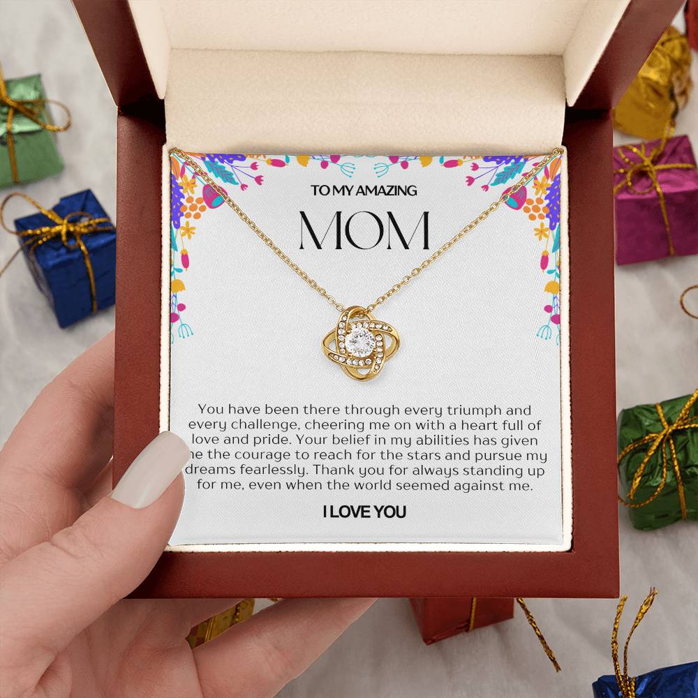 To My Amazing Mom Love Knot Necklace