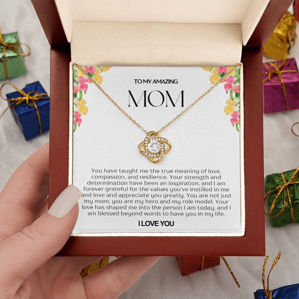 To My Amazing Mom Love Knot Necklace