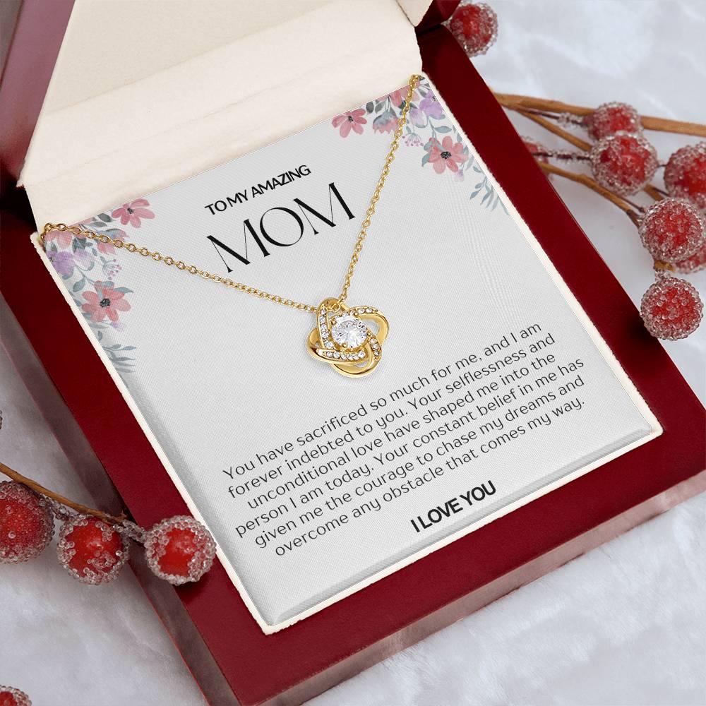 To My Amazing Mom Love Knot Necklace