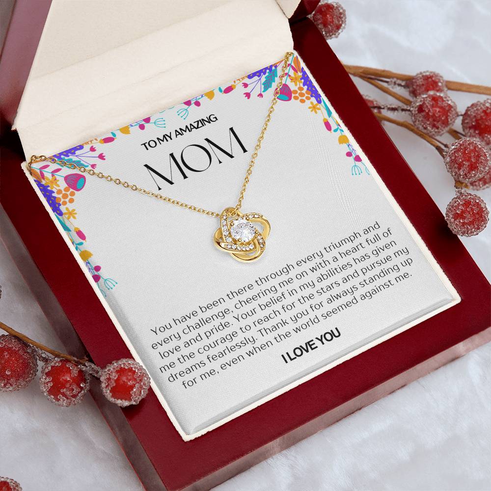 To My Amazing Mom Love Knot Necklace