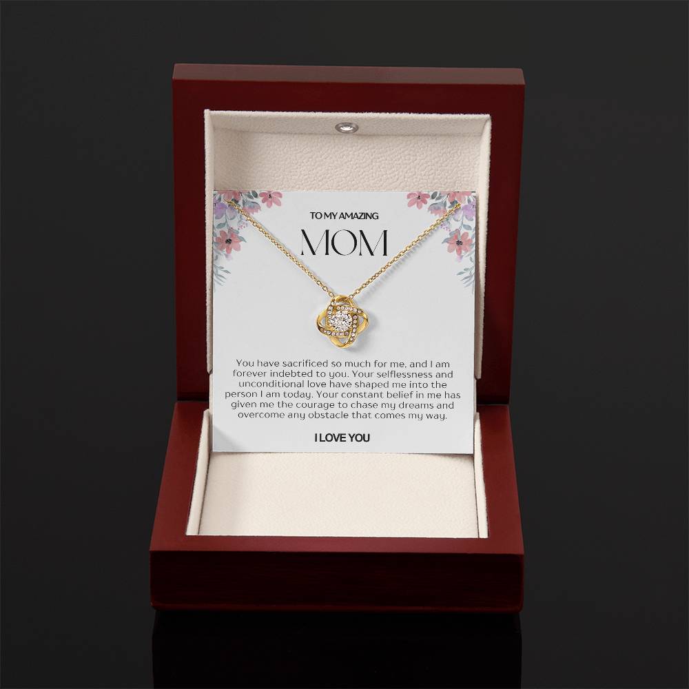 To My Amazing Mom Love Knot Necklace