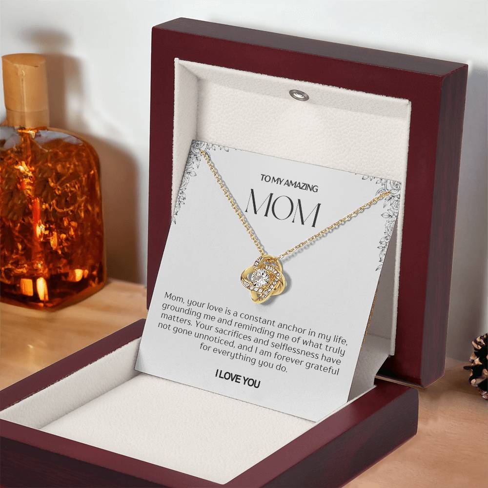 To My Amazing Mom Love Knot Necklace