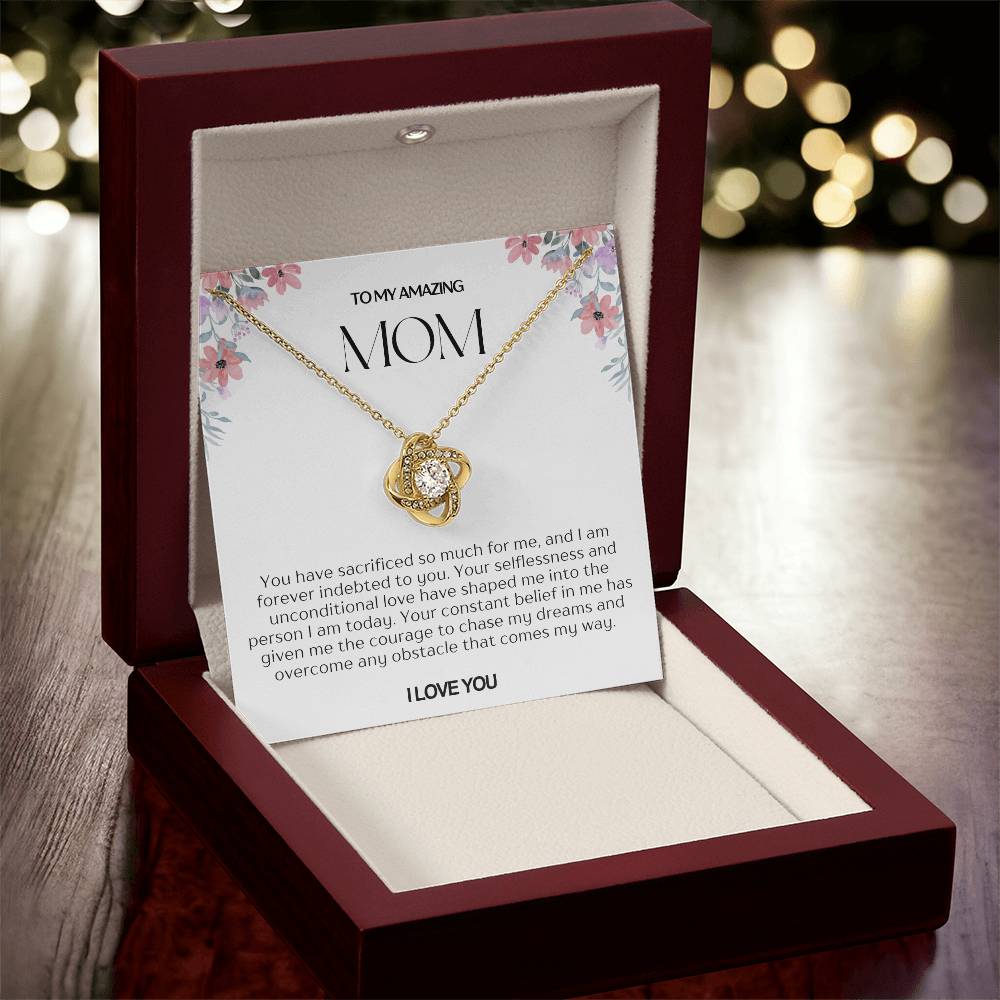 To My Amazing Mom Love Knot Necklace