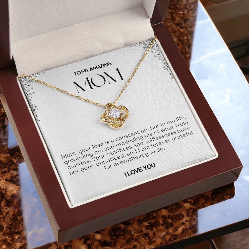 To My Amazing Mom Love Knot Necklace