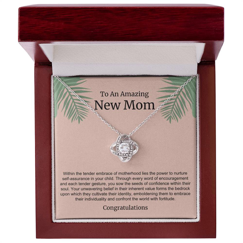 To An Amazing New Mom Love Knot Necklace