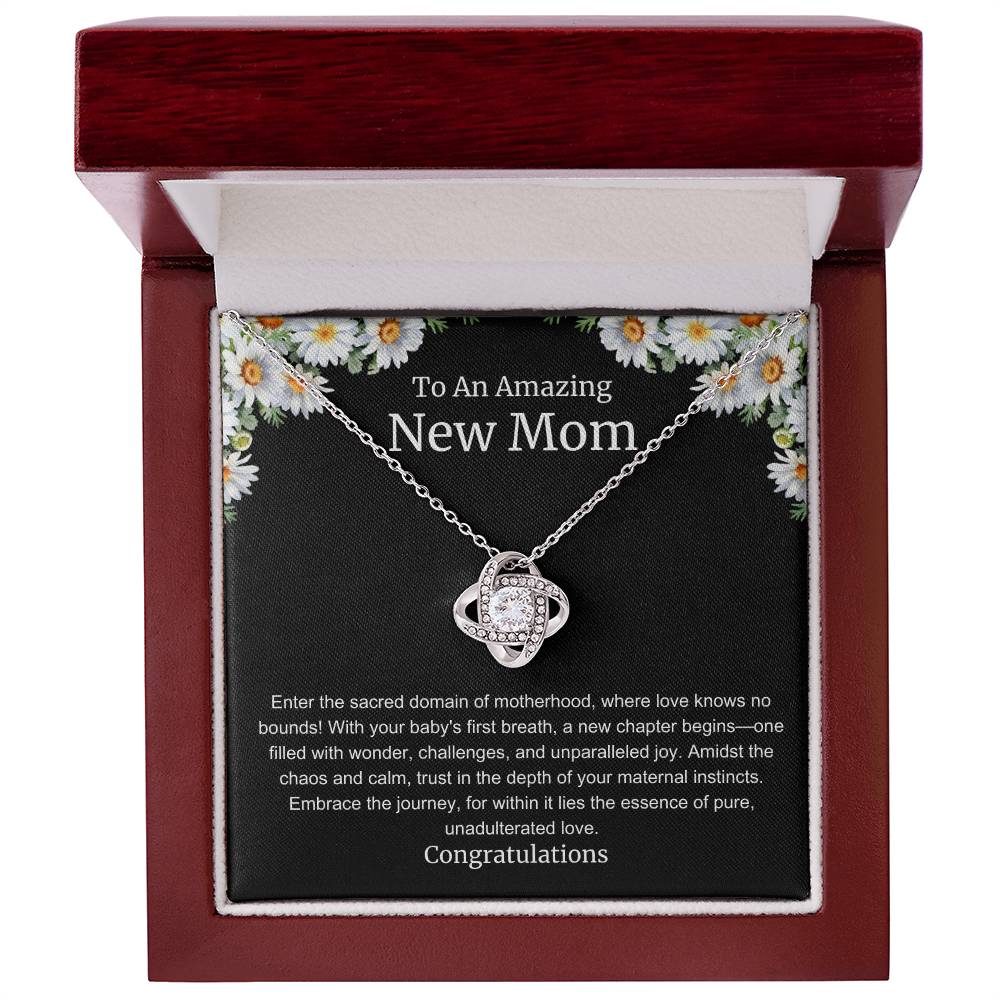 To An Amazing New Mom Love Knot Necklace