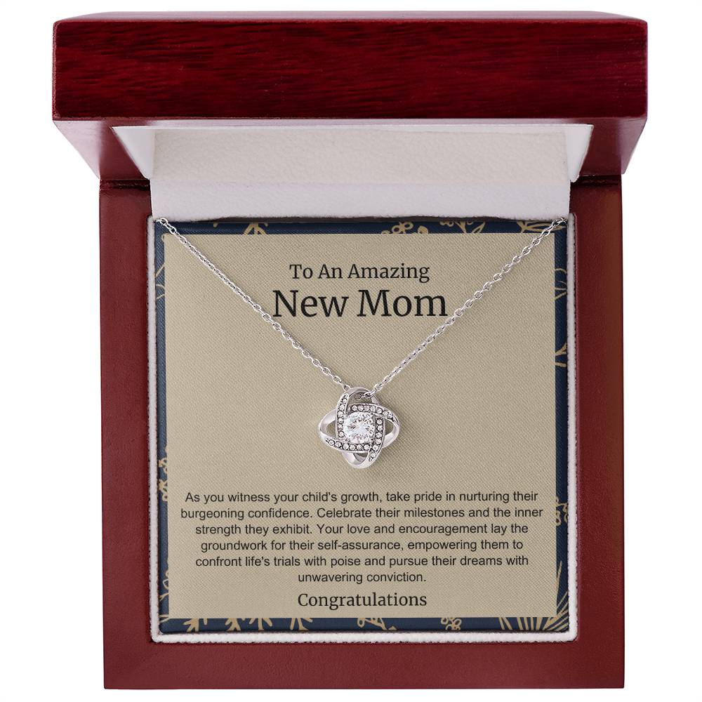 To An Amazing New Mom Love Knot Necklace