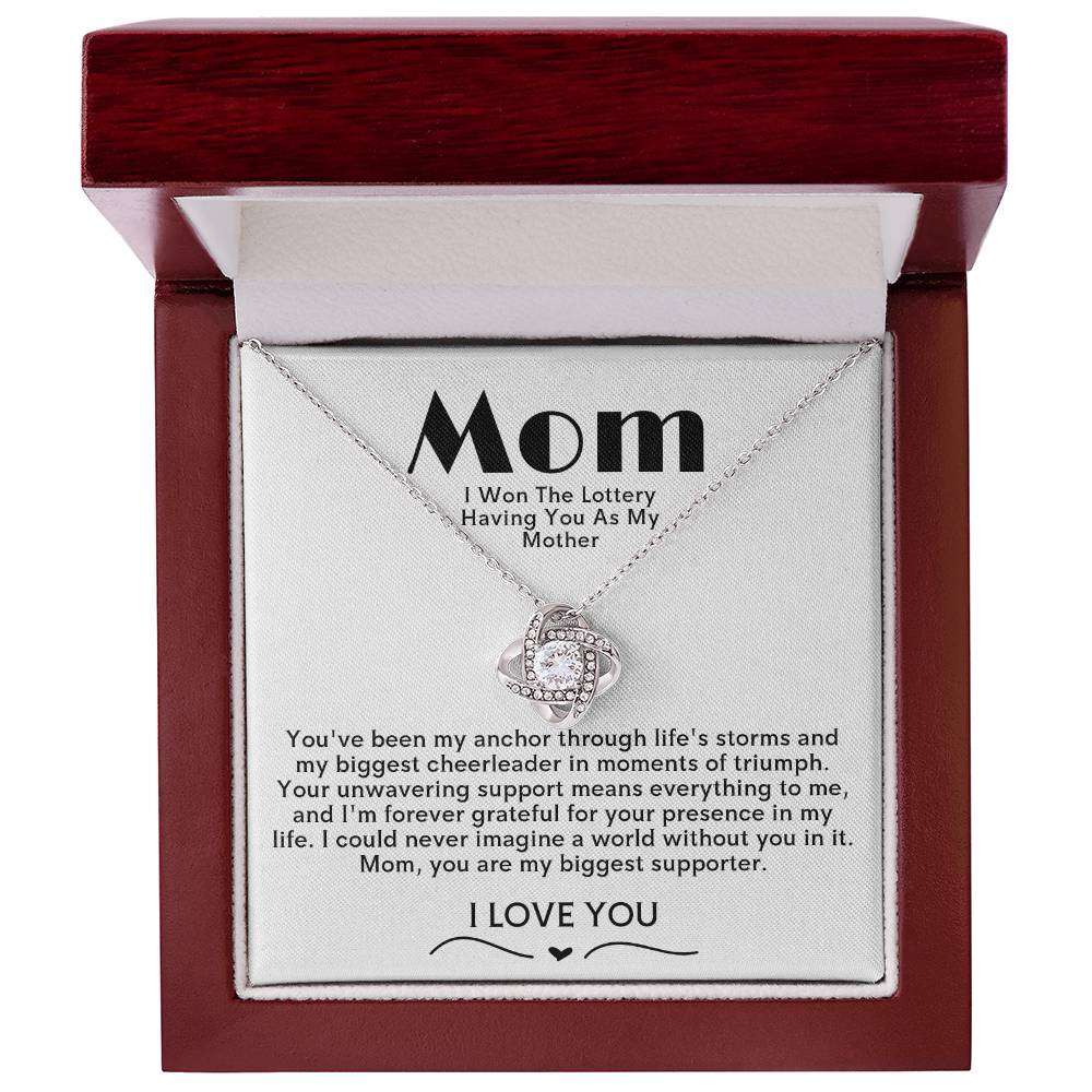 Mom Love Knot Necklace -Mom I Won the Lottery Having You as My Mother