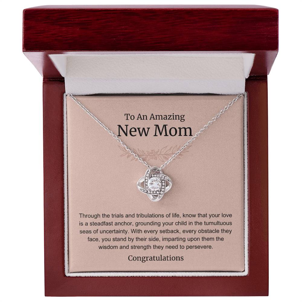 To An Amazing New Mom Love Knot Necklace