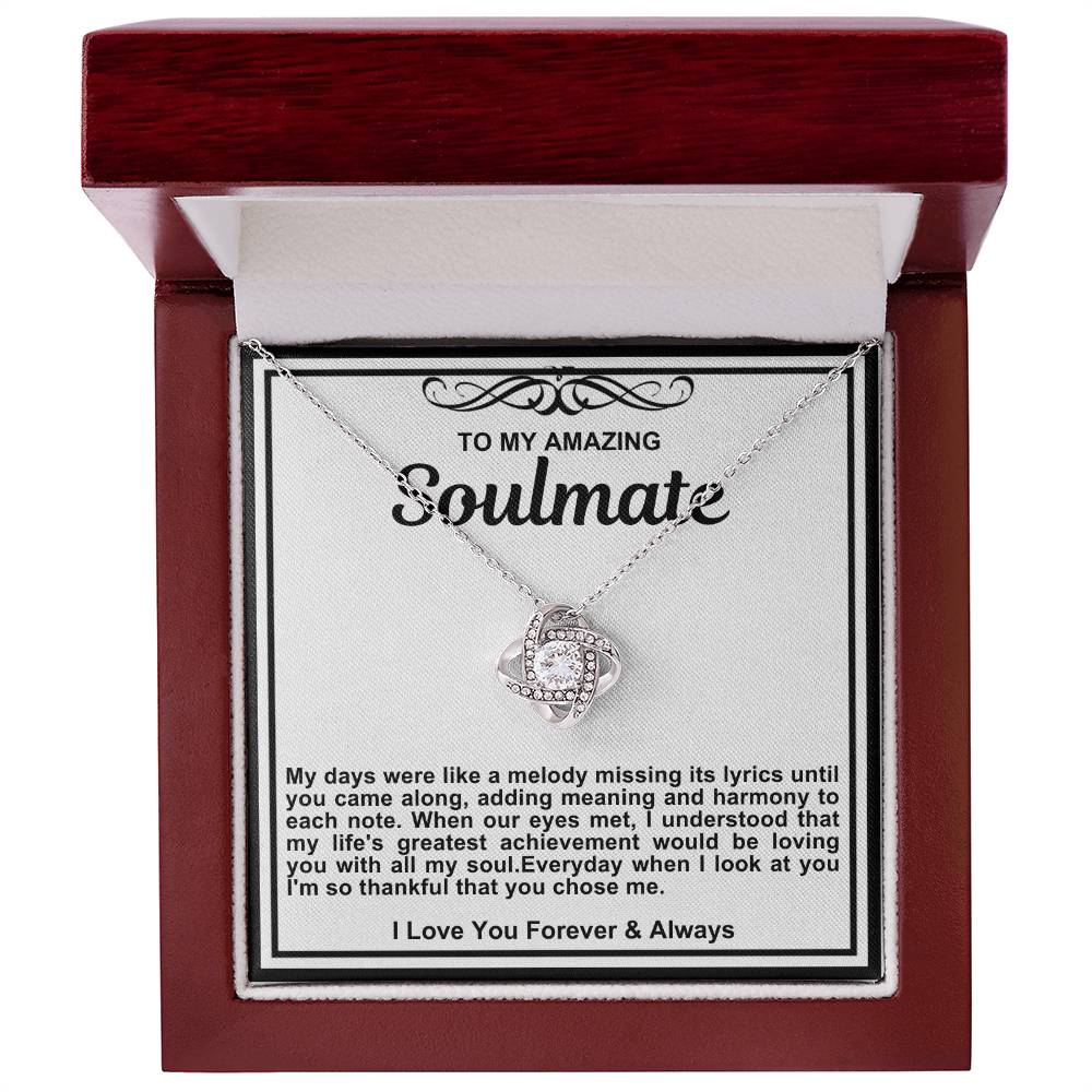 Soulmate Love Knot Necklace- My Days Were Like A Melody Missing Its Lyrics