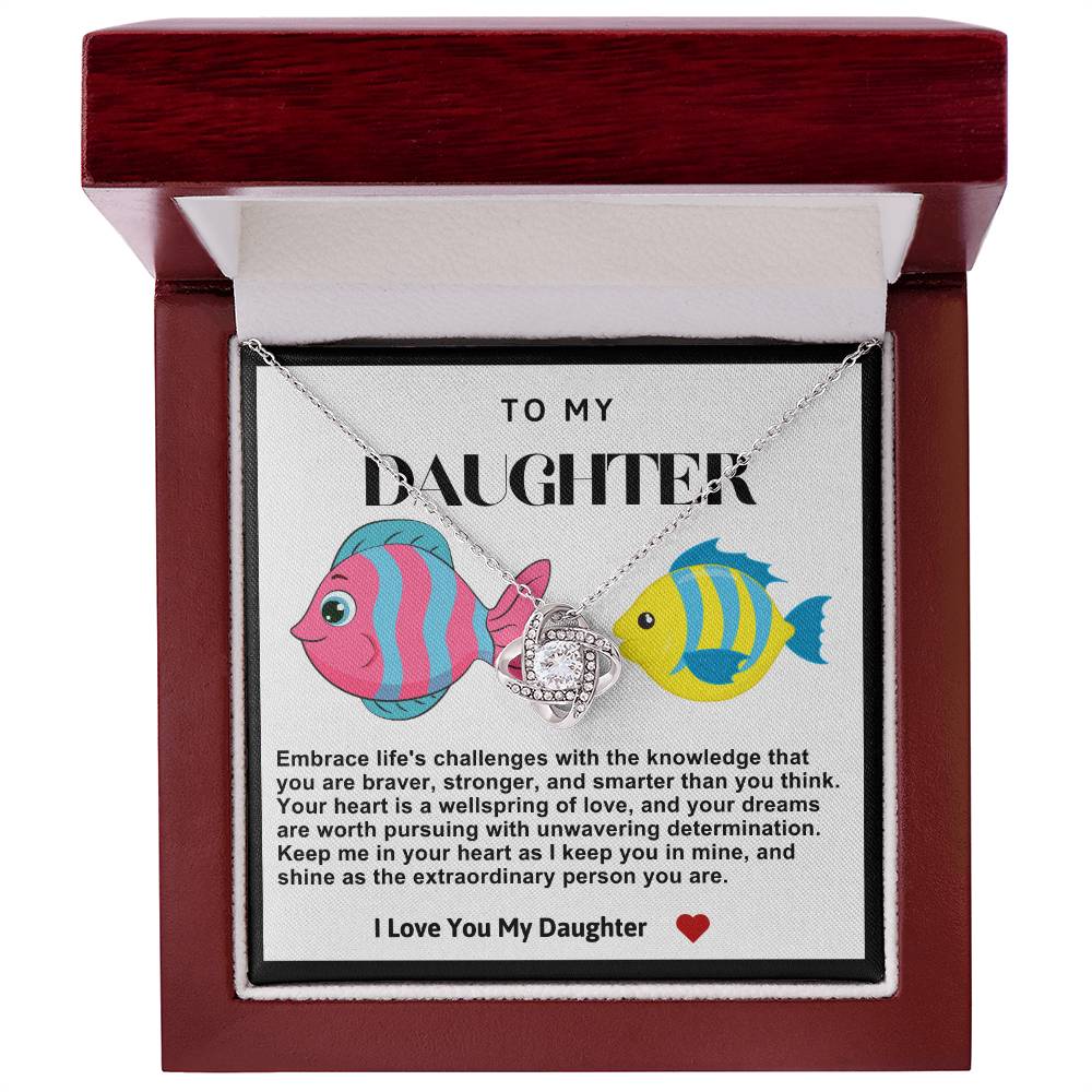 Daughter Fish Love Knot Necklace