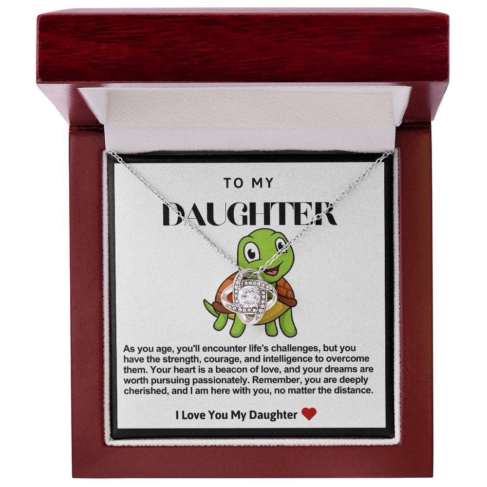 Daughter Turtle Love Knot Necklace