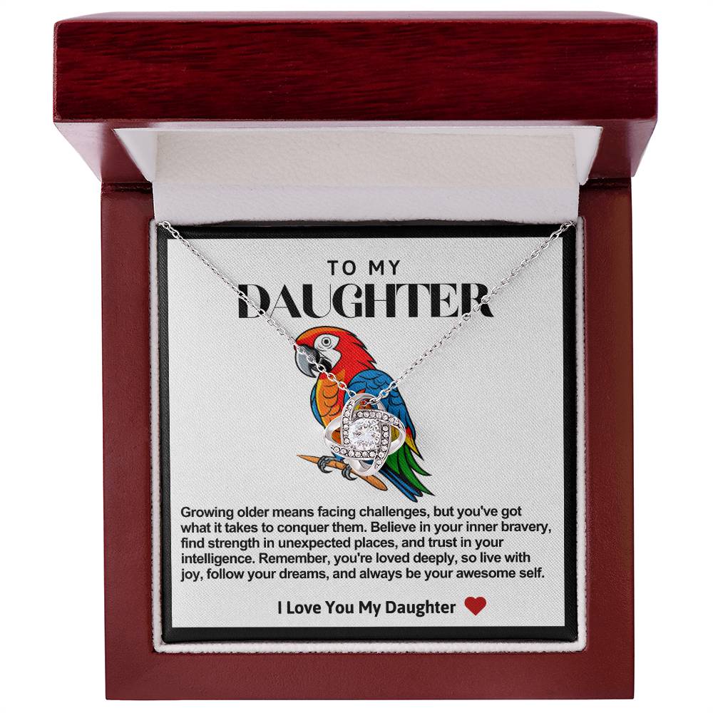 Daughter Parrot Love Knot Necklace