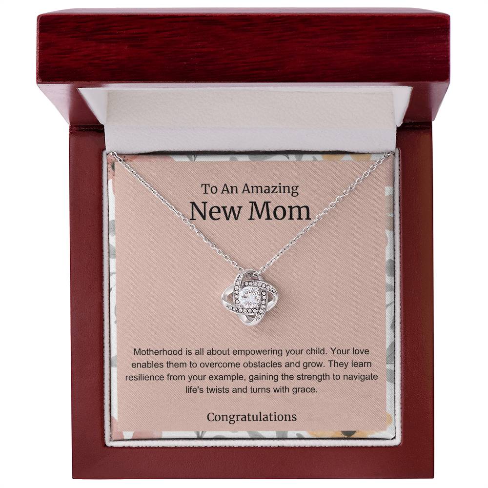 To An Amazing New Mom Love Knot Necklace