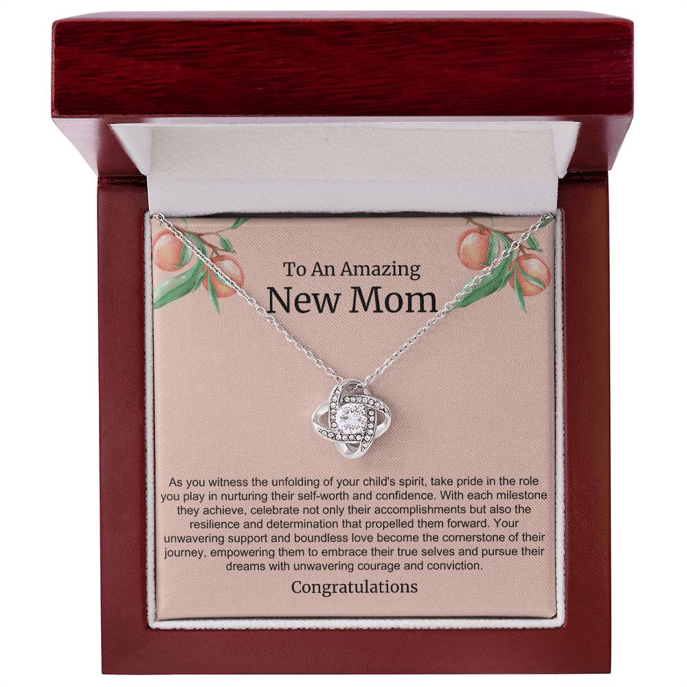 To An Amazing New Mom Love Knot Necklace