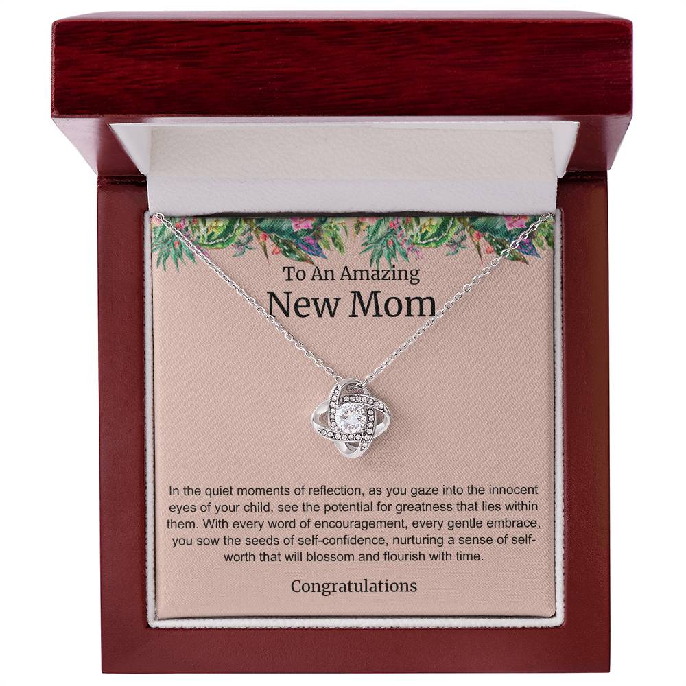 To An Amazing New Mom Love Knot Necklace