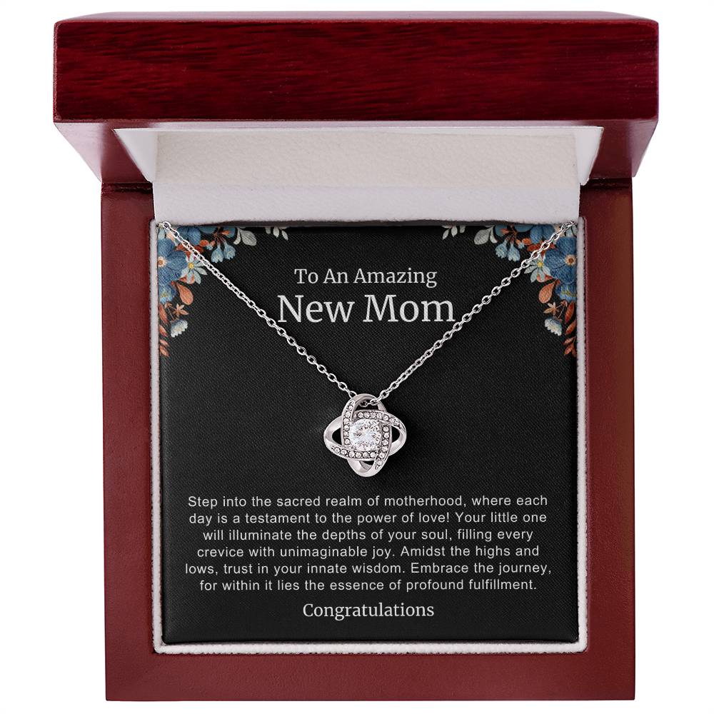 To An Amazing New Mom Love Knot Necklace