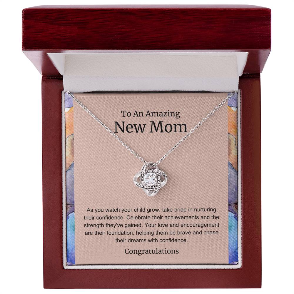 To An Amazing New Mom Love Knot Necklace