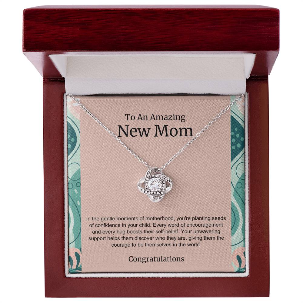 To An Amazing New Mom Love Knot Necklace