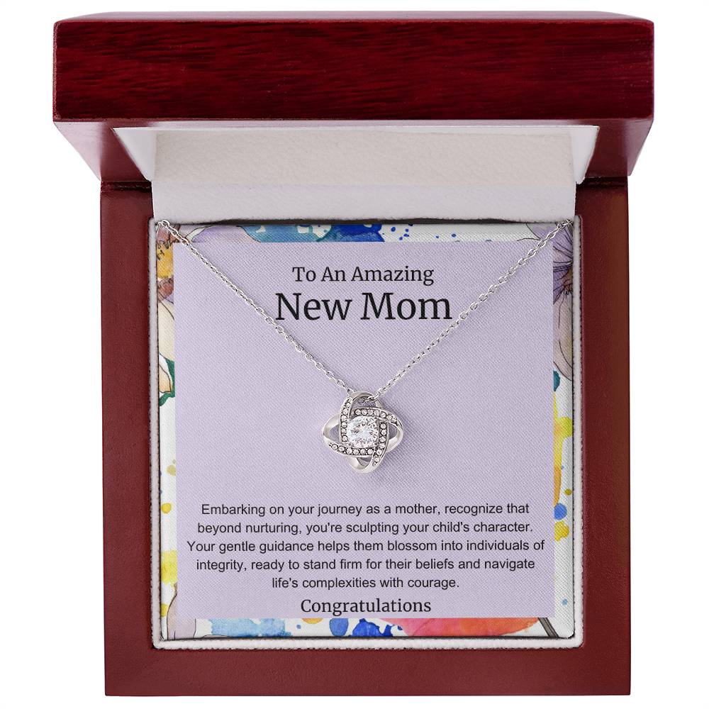 To An Amazing New Mom Love Knot Necklace