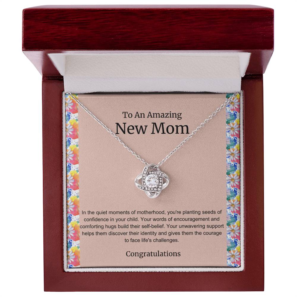 To An Amazing New Mom Love Knot Necklace