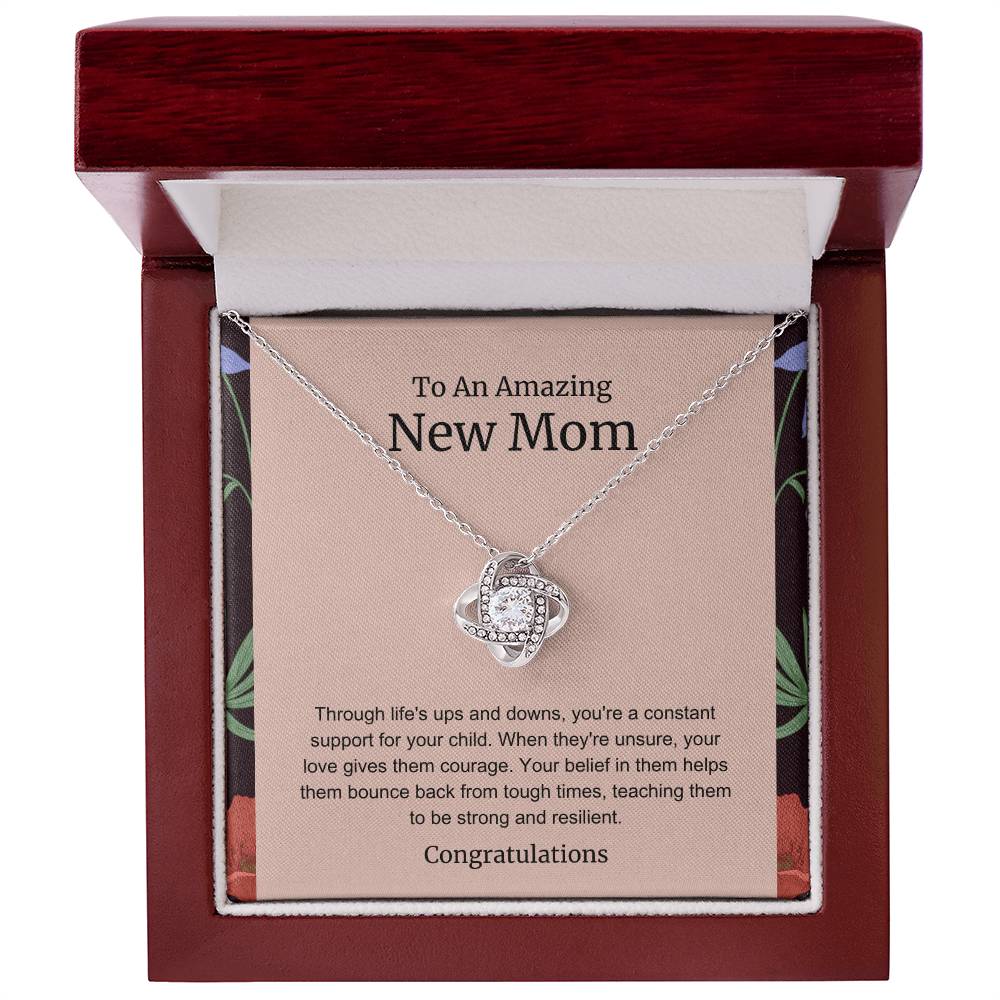 To An Amazing New Mom Love Knot Necklace