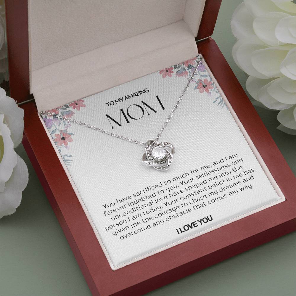 To My Amazing Mom Love Knot Necklace