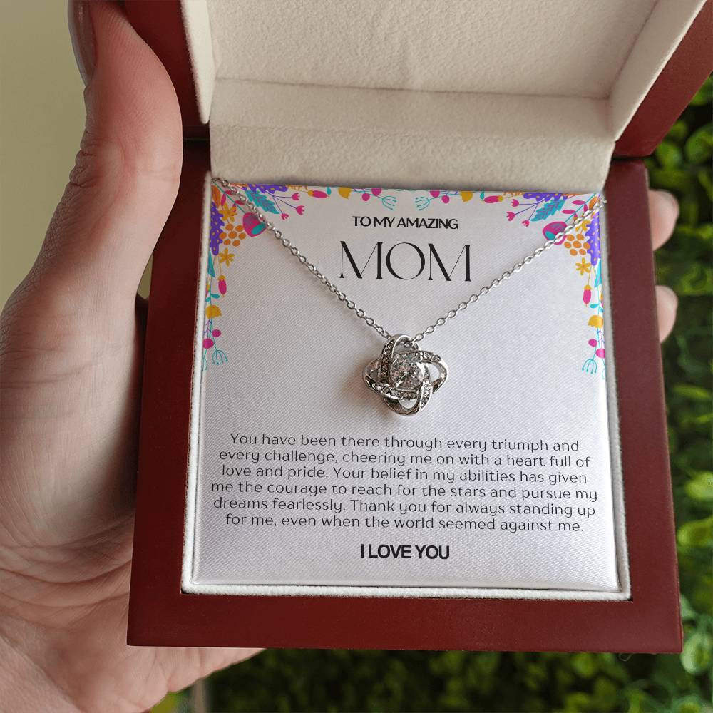 To My Amazing Mom Love Knot Necklace