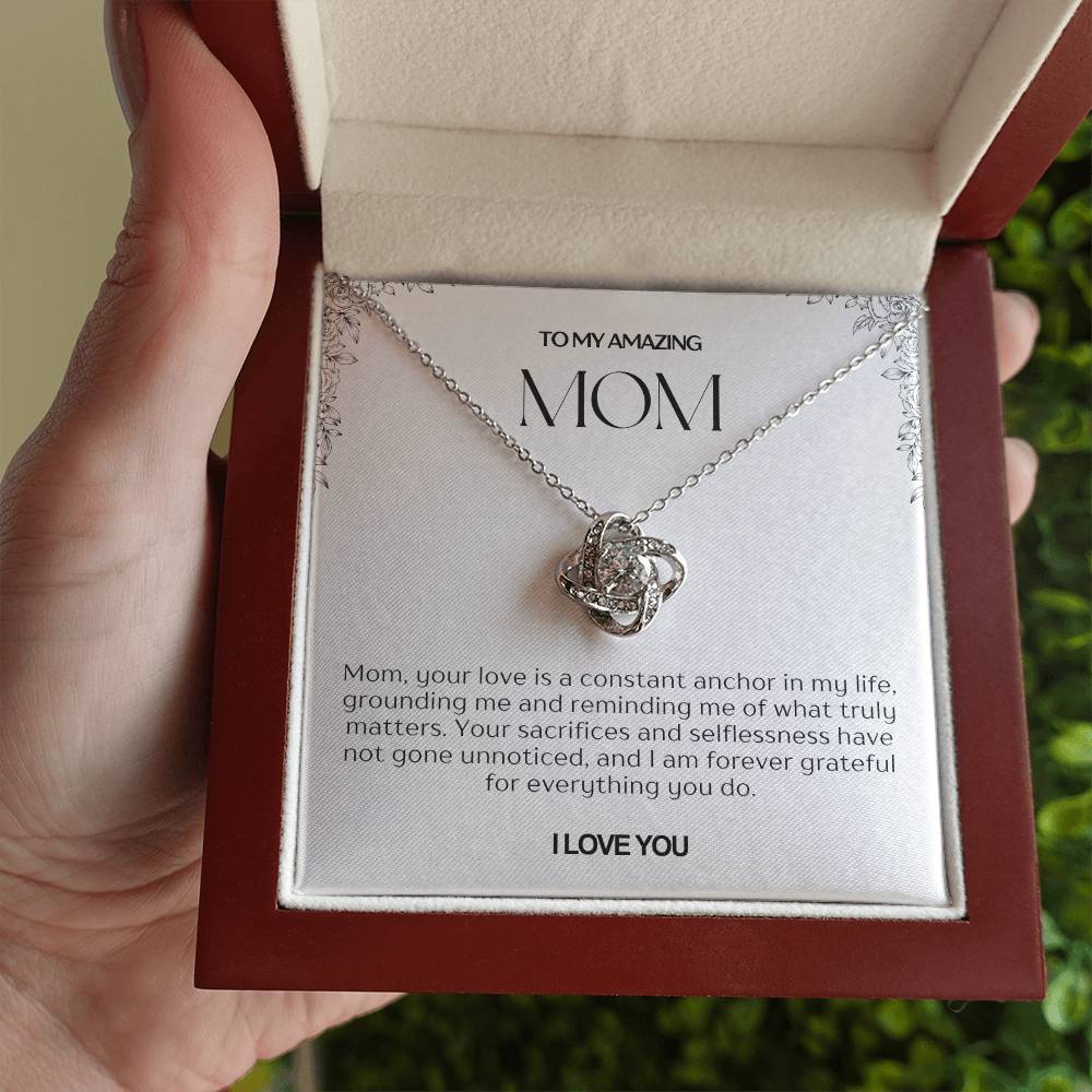 To My Amazing Mom Love Knot Necklace