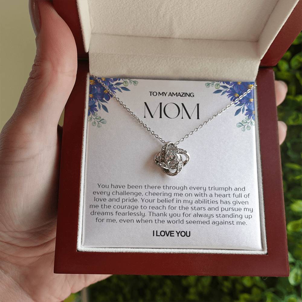 To My Amazing Mom Love Knot Necklace