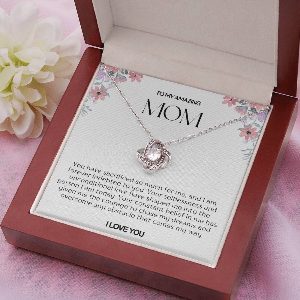 To My Amazing Mom Love Knot Necklace