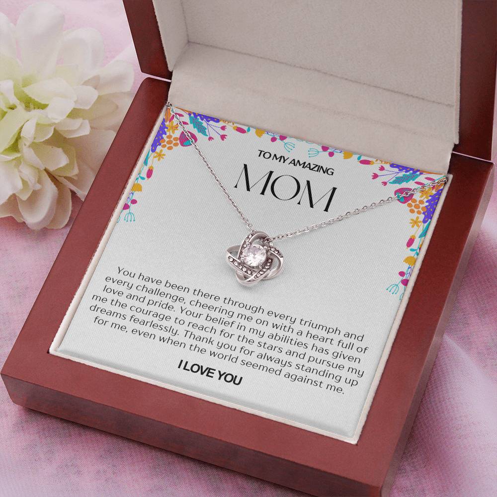 To My Amazing Mom Love Knot Necklace