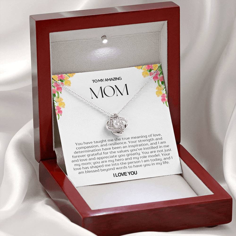 To My Amazing Mom Love Knot Necklace