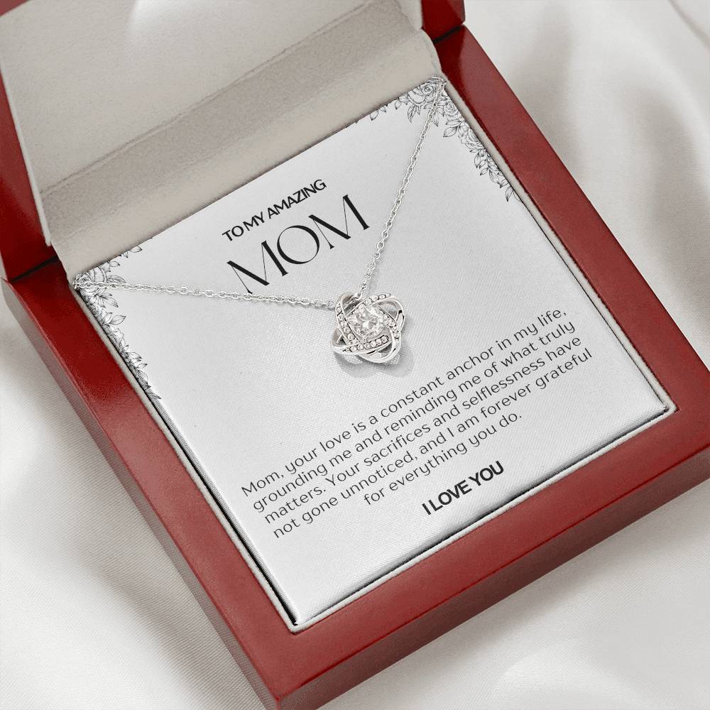 To My Amazing Mom Love Knot Necklace