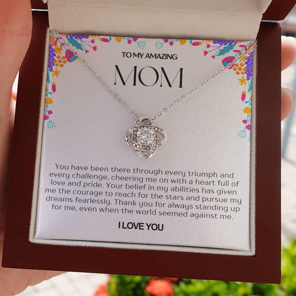 To My Amazing Mom Love Knot Necklace