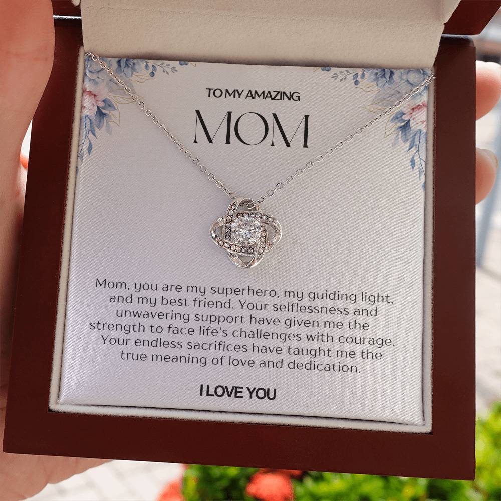 To My Amazing Mom Love Knot Necklace