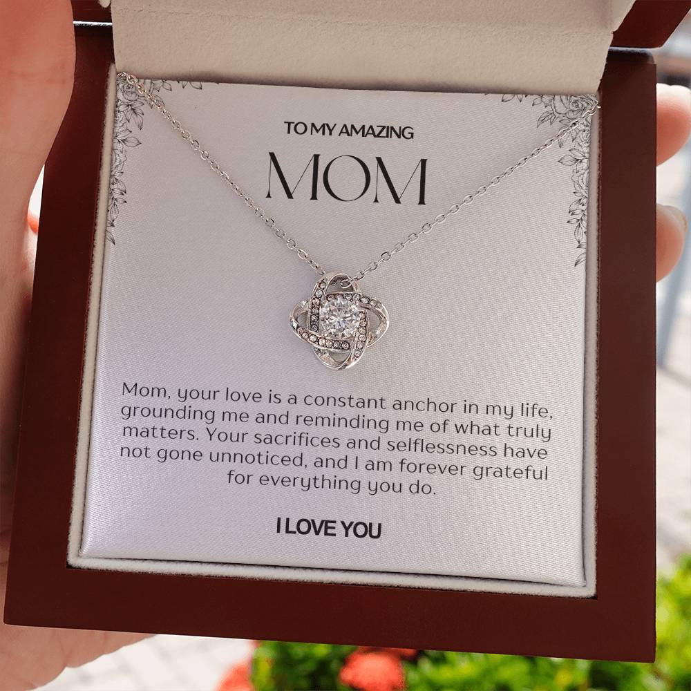 To My Amazing Mom Love Knot Necklace