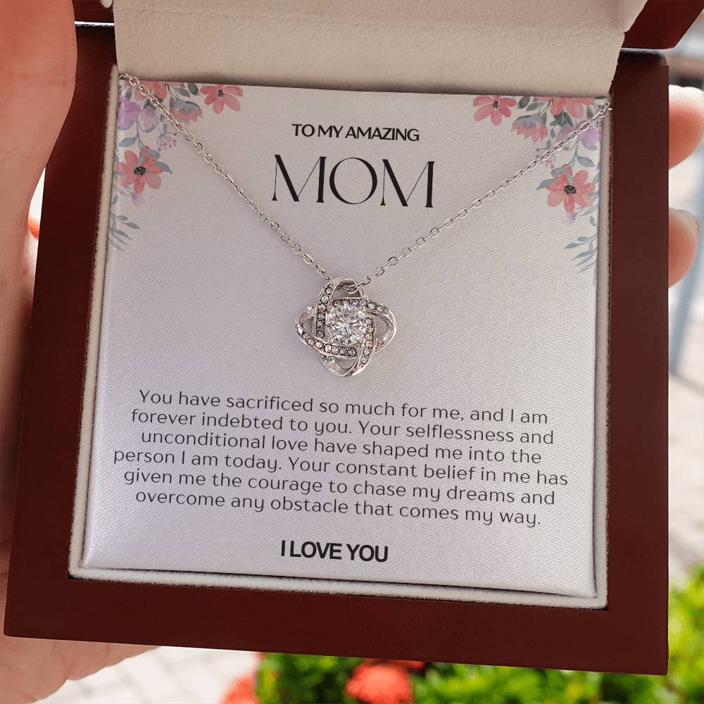 To My Amazing Mom Love Knot Necklace