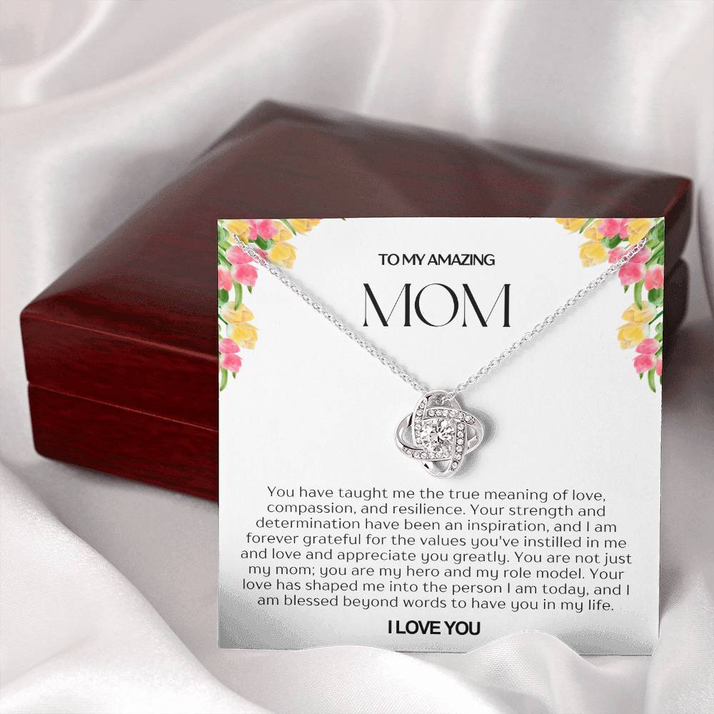 To My Amazing Mom Love Knot Necklace