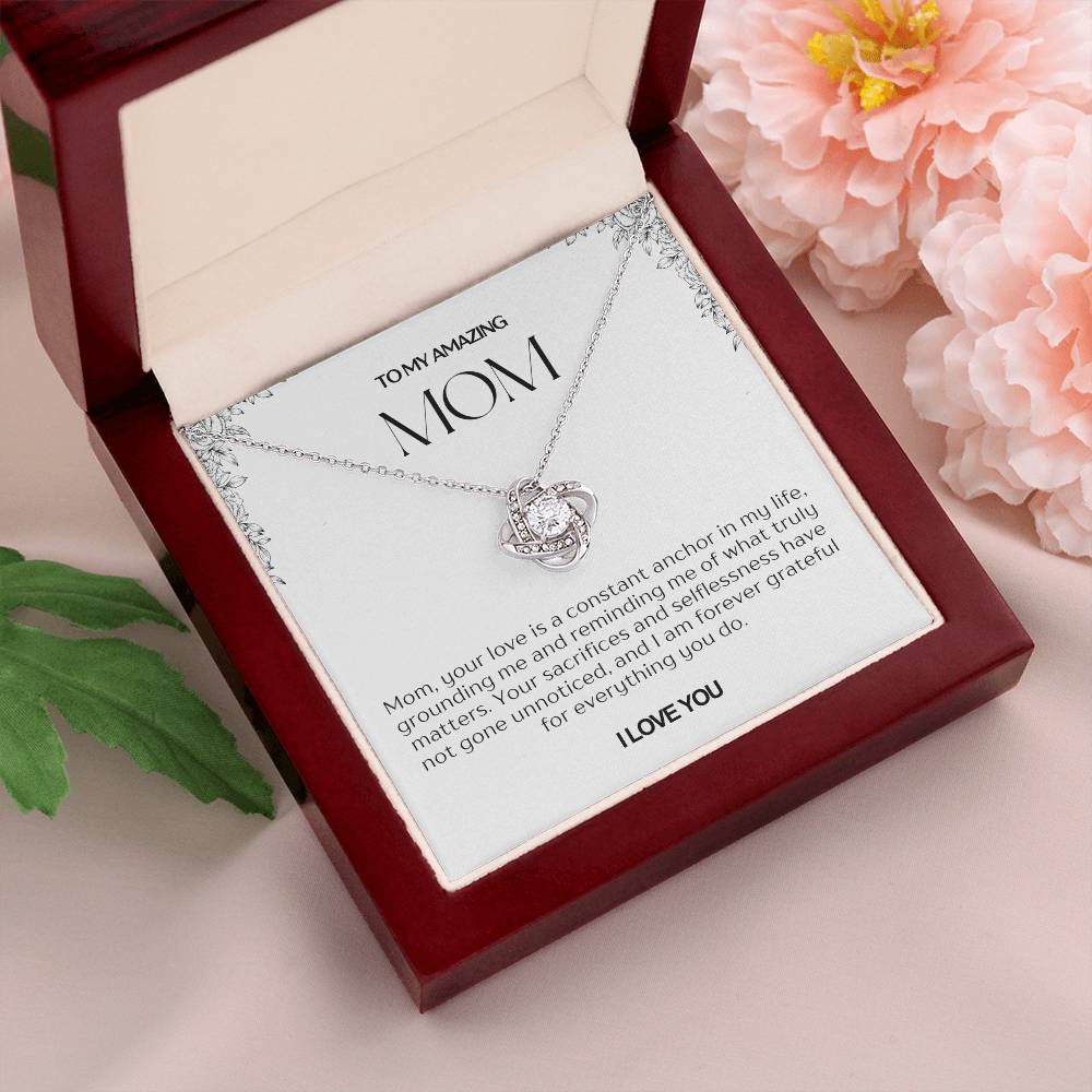 To My Amazing Mom Love Knot Necklace