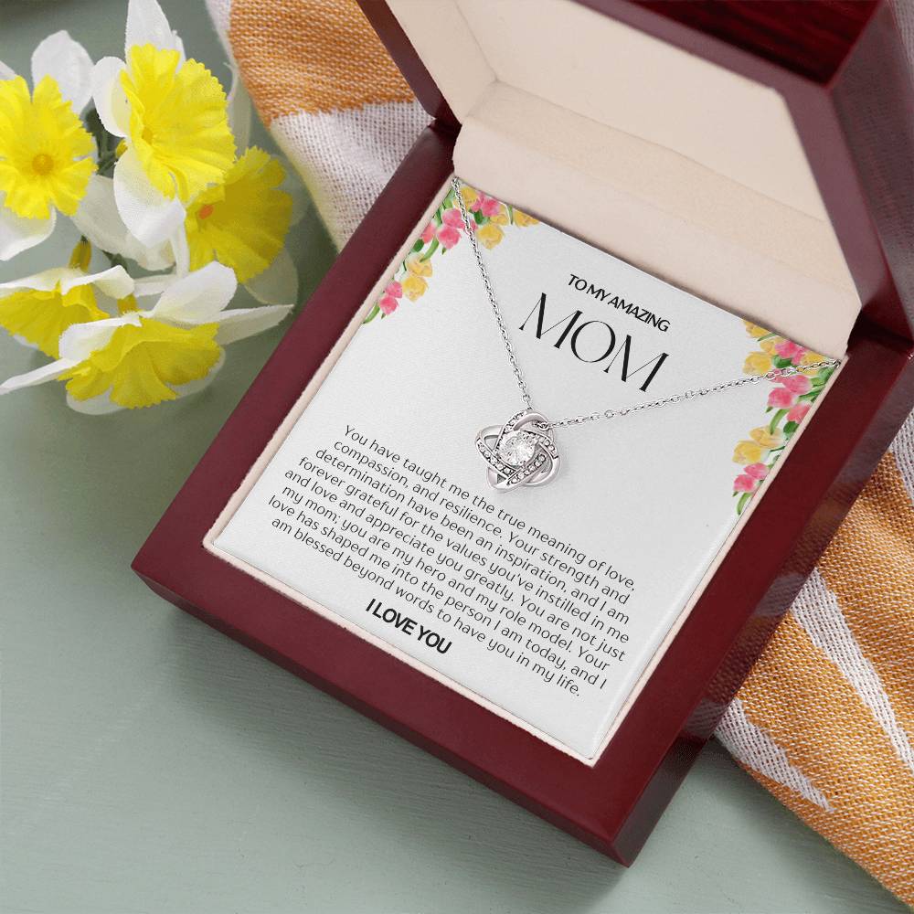 To My Amazing Mom Love Knot Necklace